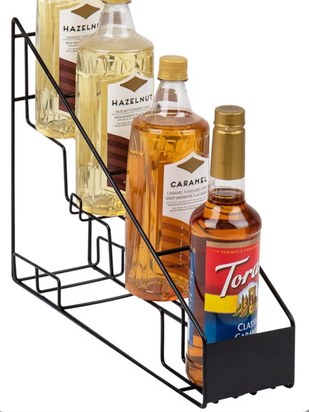 Black Metal Tiered Display Rack - Coffee Station Organizer